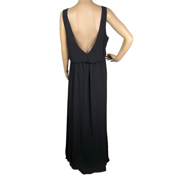 Show Me Your Mumu Kendall Maxi Dress L Black Chiffon Wrap Skirt Low Back Formal - Picture 9 of 10